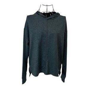 Gap womens brushed tech jersey Hoodie Crossover Back Size S Greenish Gray